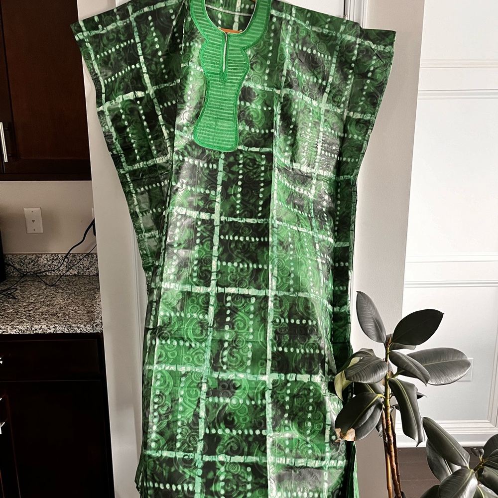 Green Patterned Kaftan Dress